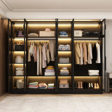 Modern 6-Door Wardrobe with Interior Lighting -Mr. Bed